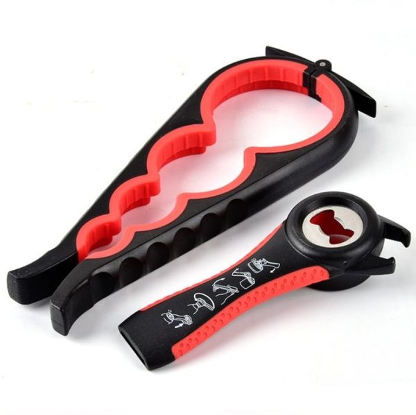2pcs / Set Five-in-one Can Opener + Four-in-one Multi-function Bottle Opener Set (Red&Black) - Image 2