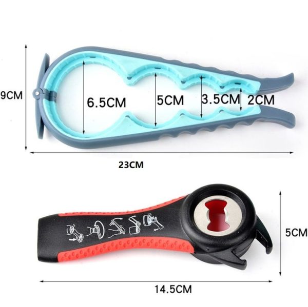 2pcs / Set Five-in-one Can Opener + Four-in-one Multi-function Bottle Opener Set (Red&Black) - Image 5