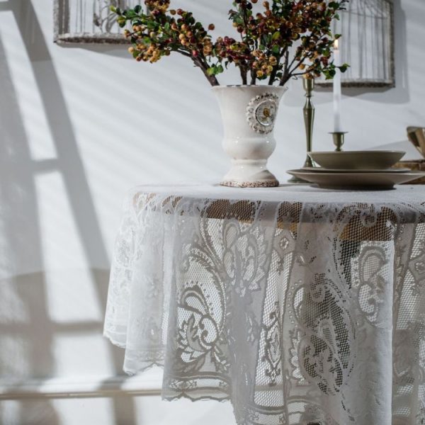 Round Lace Tablecloth Cover Cloth Retro Dining Table Coffee Table Tablecloth, Size: 190 CM (Black) - Image 4