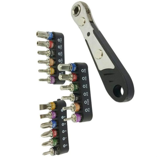 19 In 1 1 / 4 Ratchet Wrench Bit Set Mini Bit Set Manual Wrench, Color: Black Handle - Image 2