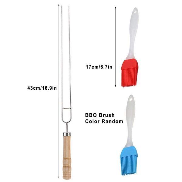 Stainless Steel Barbecue Skewers Barbecue Fork U-shaped Barbecue Fork, Spec: 6pcs + 2 Sweeps - Image 2