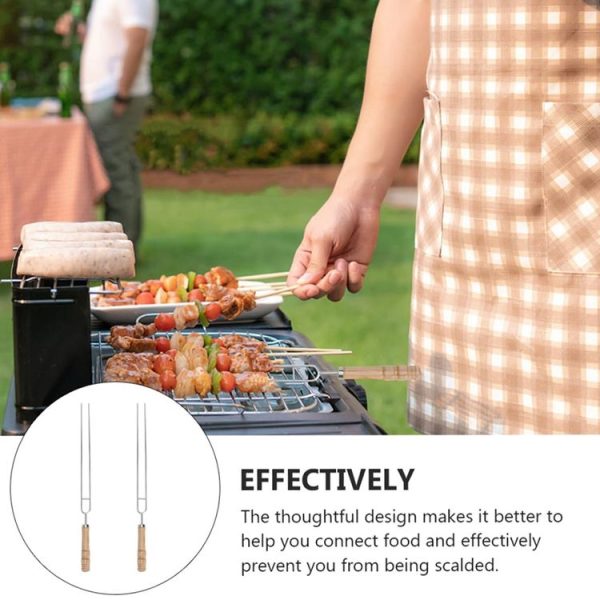 Stainless Steel Barbecue Skewers Barbecue Fork U-shaped Barbecue Fork, Spec: 6pcs + 2 Sweeps - Image 5