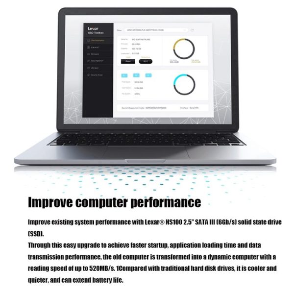 Lexar NS100 2.5 inch SATA3 Notebook Desktop SSD Solid State Drive, Capacity: 512GB (Gray) - Image 7