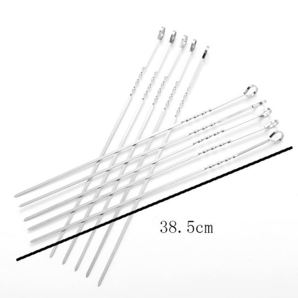 10pcs / Set Metal Square Flat Barbecue Stick BBQ Skewers - Image 2