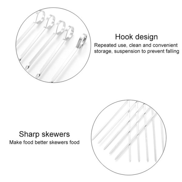 10pcs / Set Metal Square Flat Barbecue Stick BBQ Skewers - Image 3