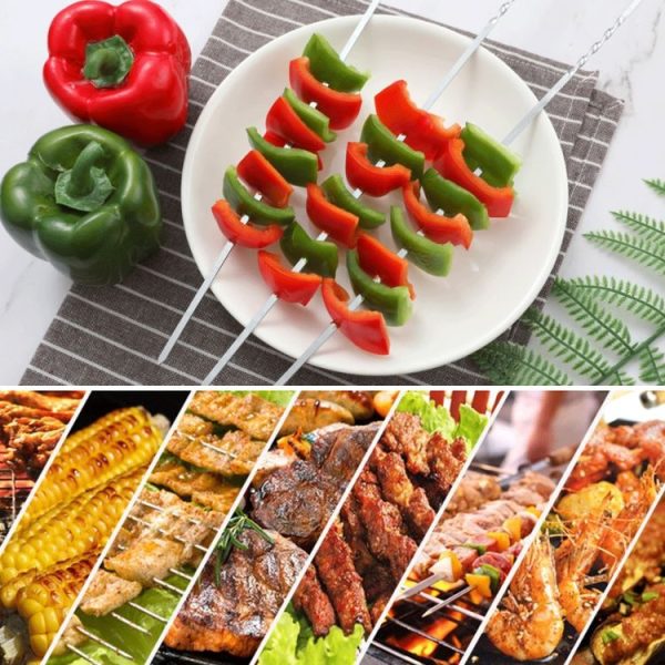 10pcs / Set Metal Square Flat Barbecue Stick BBQ Skewers - Image 6