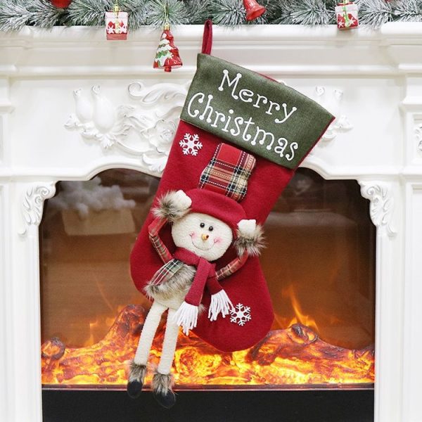 Christmas Decorations Christmas Socks Christmas Tree Pendant Children Gift Candy Bag (Snowman)
