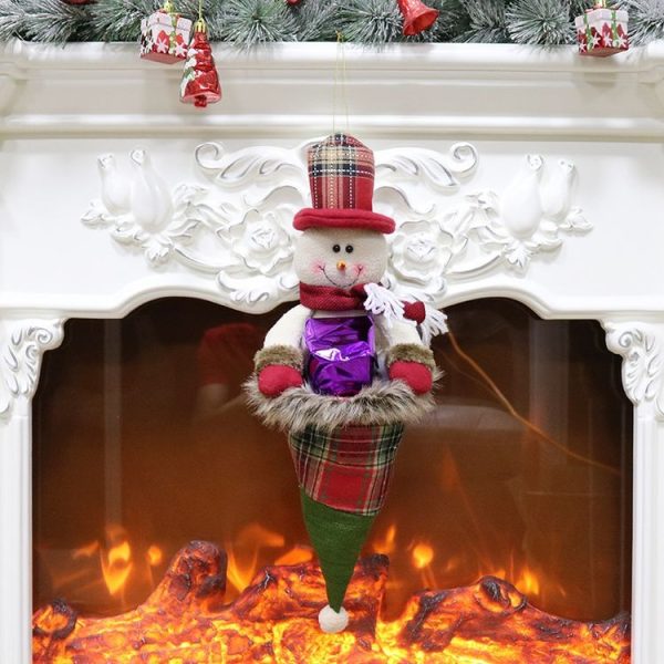 Christmas Pendant Gift Bags Christmas Day Decorations Christmas Children Ornaments Candy Bags Gift Bags (Snowman) - Image 2