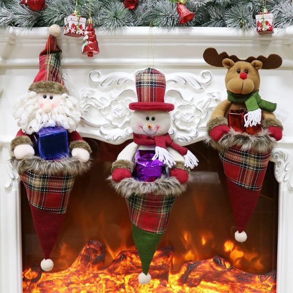 Christmas Pendant Gift Bags Christmas Day Decorations Christmas Children Ornaments Candy Bags Gift Bags (Snowman) - Image 5