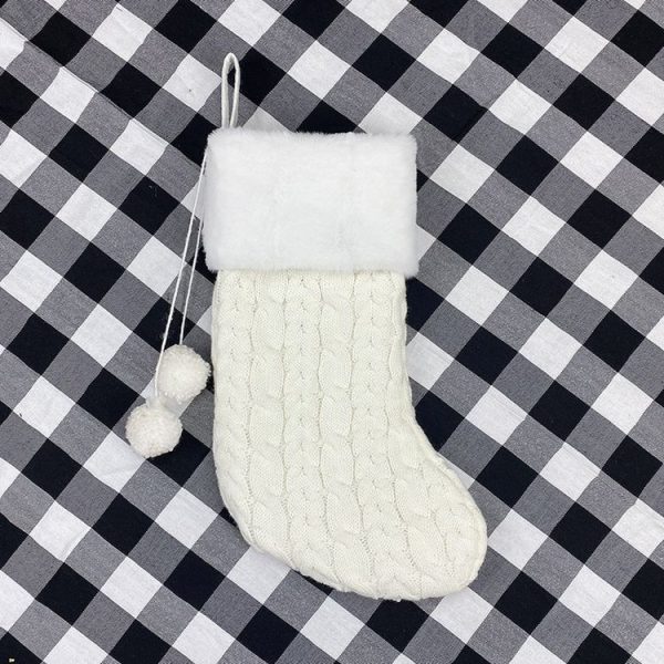 Christmas Knitted Socks Gift Bag Ornament Supplies Pendant (White) - Image 2