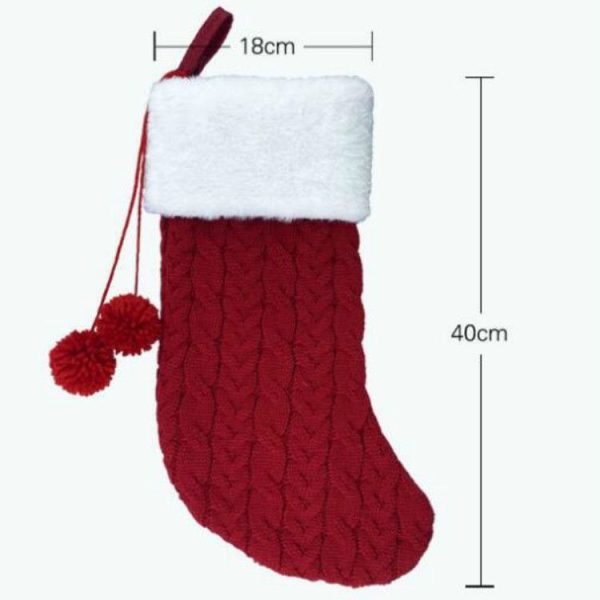 Christmas Knitted Socks Gift Bag Ornament Supplies Pendant (White) - Image 3