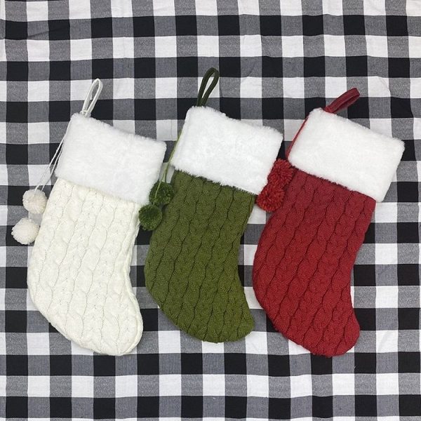 Christmas Knitted Socks Gift Bag Ornament Supplies Pendant (White) - Image 5