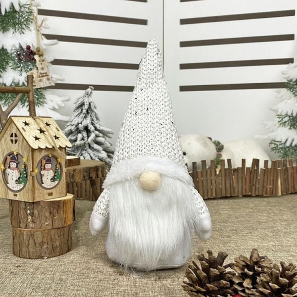 Christmas Decorations Window Decorations for Faceless Elderly Dolls Decorative Dolls (White)