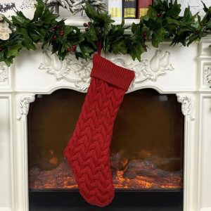 Knitted Woolen Gift Bags Christmas Socks Christmas Pendants Ornaments (Red)