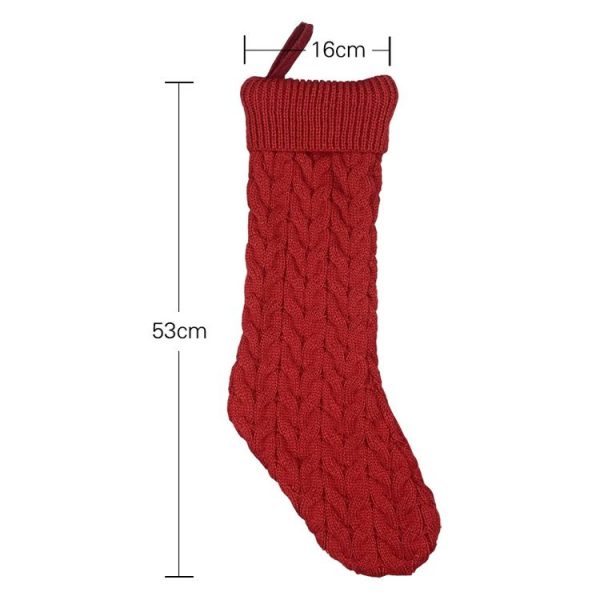 Knitted Woolen Gift Bags Christmas Socks Christmas Pendants Ornaments (Red) - Image 3