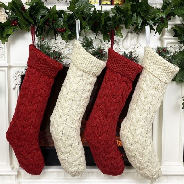 Knitted Woolen Gift Bags Christmas Socks Christmas Pendants Ornaments (Red) - Image 5