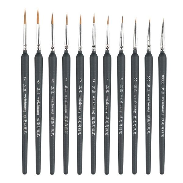 11 PCS Full Sets WeiZhuang Hook Line Pen Painting Hand-painted Watercolor Wolf Mint Hook Line Pen Painting Stroke Thin Line Brush, Color: Dark Blue