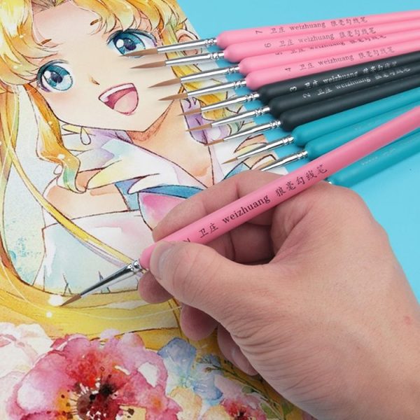 10 PCS 000 WeiZhuang Hook Line Pen Painting Hand-painted Watercolor Wolf Mint Hook Line Pen Painting Stroke Thin Line Brush, Color: Sky Blue - Image 7