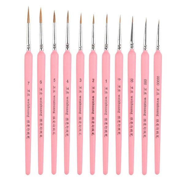 11 PCS Full Sets WeiZhuang Hook Line Pen Painting Hand-painted Watercolor Wolf Mint Hook Line Pen Painting Stroke Thin Line Brush, Color: Pink
