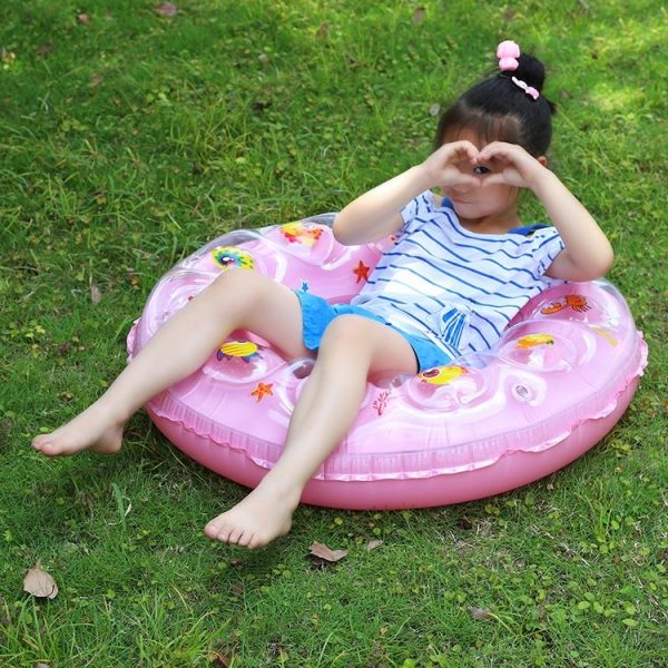 Cartoon Pattern Double Airbag Thickened Inflatable Swimming Ring Crystal Swimming Ring, Size: 70 cm (Blue) - Image 10