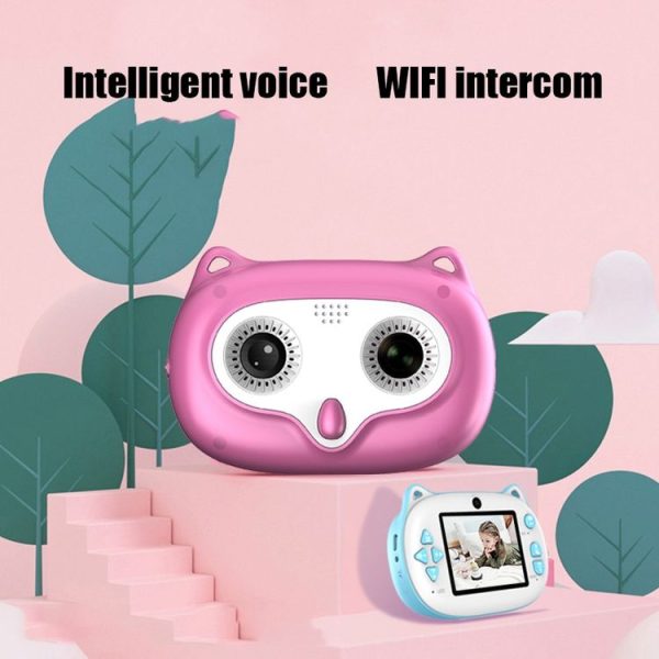 Owl Double Camera Child Camera WIFI Story Talking Digital Camera Toy (Pink) - Image 5