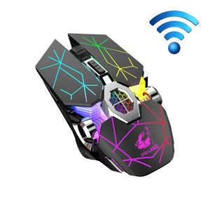 FREEDOM-WOLF X13 2400 DPI 6 Keys Wireless Charging Silent Water-cooled Luminous Mechanical Gaming Mouse (Star Black)