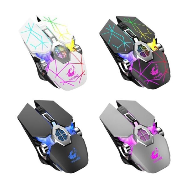 FREEDOM-WOLF X13 2400 DPI 6 Keys Wireless Charging Silent Water-cooled Luminous Mechanical Gaming Mouse (Star Black) - Image 10