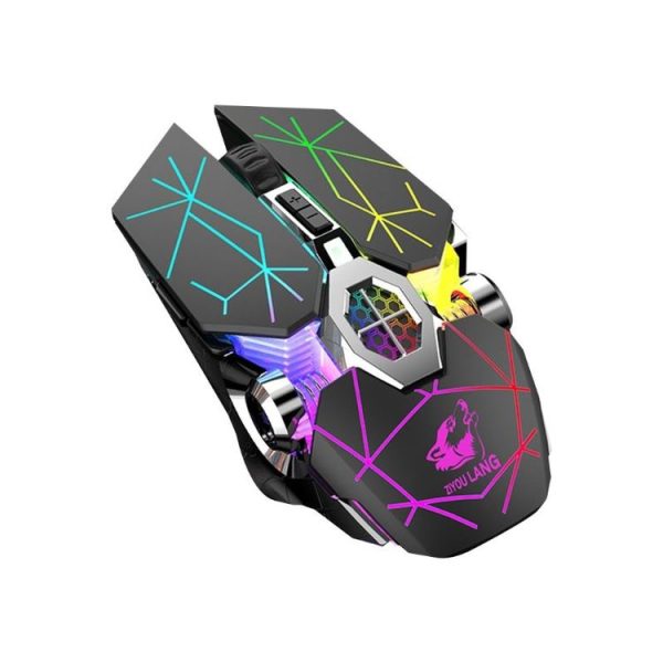 FREEDOM-WOLF X13 2400 DPI 6 Keys Wireless Charging Silent Water-cooled Luminous Mechanical Gaming Mouse (Star Black) - Image 2