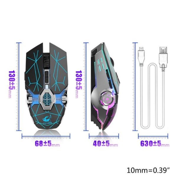 FREEDOM-WOLF X13 2400 DPI 6 Keys Wireless Charging Silent Water-cooled Luminous Mechanical Gaming Mouse (Star Black) - Image 3