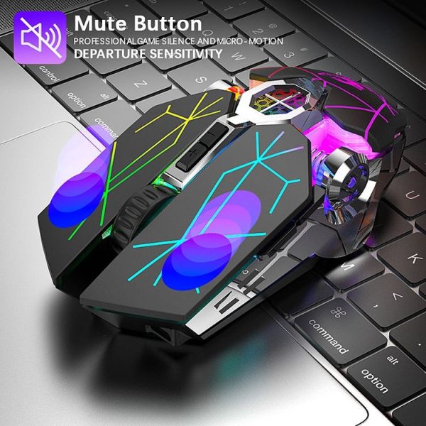 FREEDOM-WOLF X13 2400 DPI 6 Keys Wireless Charging Silent Water-cooled Luminous Mechanical Gaming Mouse (Star Black) - Image 5