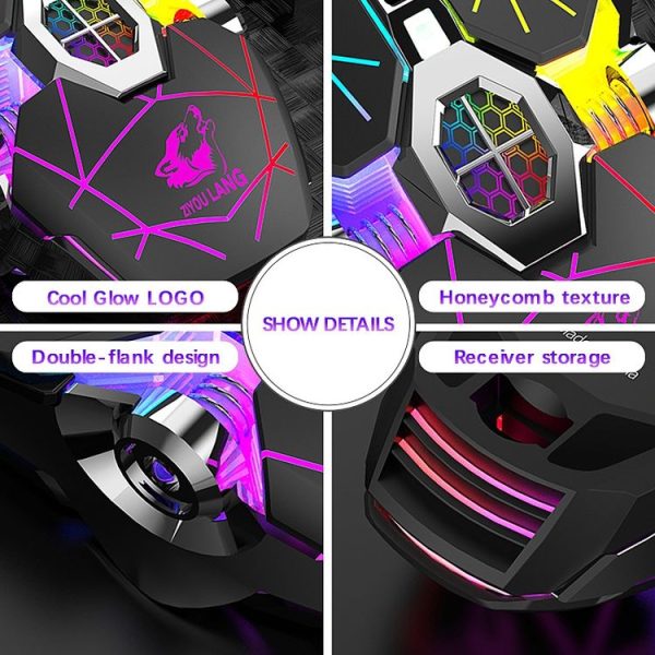 FREEDOM-WOLF X13 2400 DPI 6 Keys Wireless Charging Silent Water-cooled Luminous Mechanical Gaming Mouse (Star Black) - Image 8