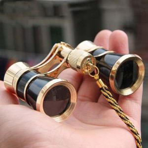 3x25mm Classical Ladies Drama Watching Telescope Carrying Binoculars With Chain (Black)