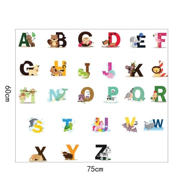 SY301 Cartoon Animal 26 English Letter Children Room Wall Stickers - Image 3