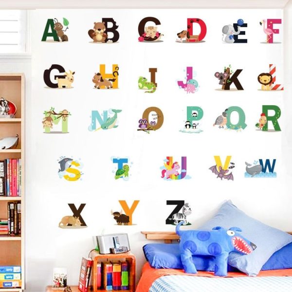 SY301 Cartoon Animal 26 English Letter Children Room Wall Stickers - Image 6