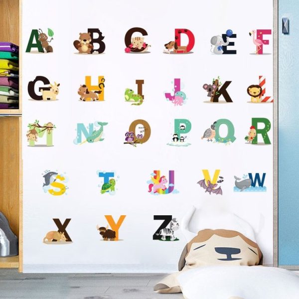 SY301 Cartoon Animal 26 English Letter Children Room Wall Stickers - Image 8