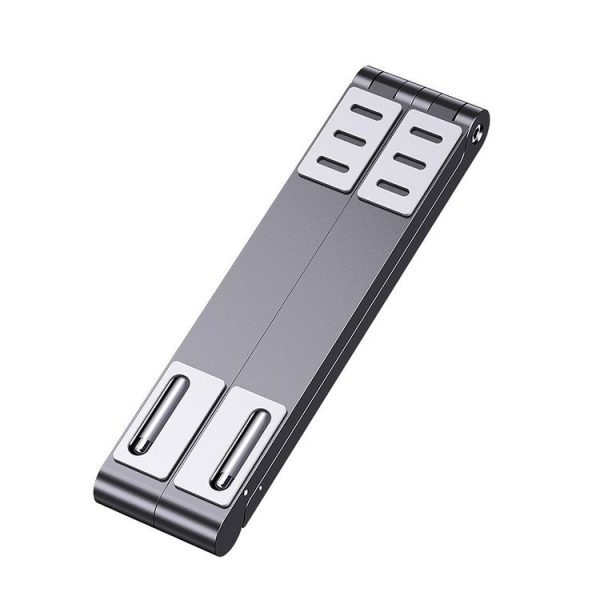 Metal Laptop Stand Computer Cooling Folding Mini Flat Raised Bracket (Gray) - Image 2
