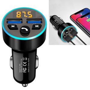 Halo Car MP3 Bluetooth Player Car Charger Car FM Transmitter 3.1A Car Charger (Elegant Black)
