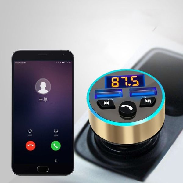 Halo Car MP3 Bluetooth Player Car Charger Car FM Transmitter 3.1A Car Charger (Elegant Black) - Image 10