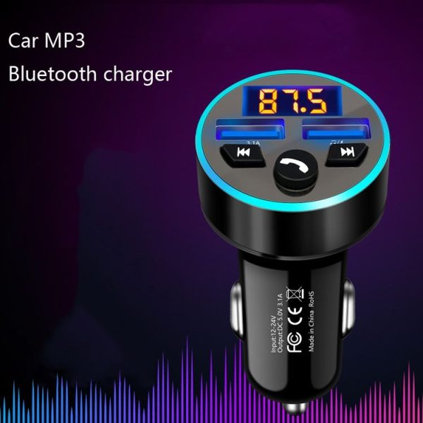 Halo Car MP3 Bluetooth Player Car Charger Car FM Transmitter 3.1A Car Charger (Elegant Black) - Image 6