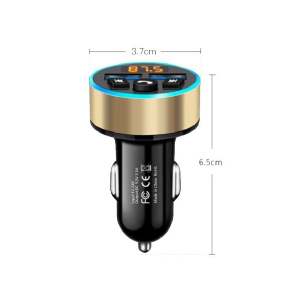 Halo Car MP3 Bluetooth Player Car Charger Car FM Transmitter 3.1A Car Charger (Elegant Black) - Image 7