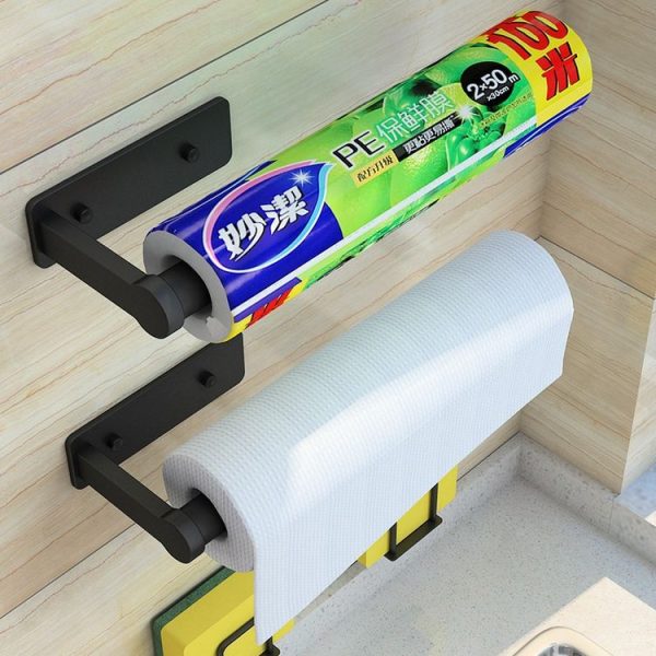 Kitchen Paper Towel Rack Lazy Rag Rack Wall Mount Bracket Roll Paper Holder - Image 4