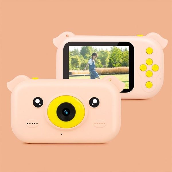 2.4 inch Screen 1080P High-definition Shatter-resistant Ultra-thin Children Camera HD Photo and Video, Style: 16GB (Orange Pink)