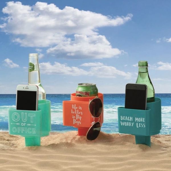 Multifunctional Plastic Beach Cup Holder Seaside Mobile Phone Beverage Storage Tool, Random Color Delivery - Image 6