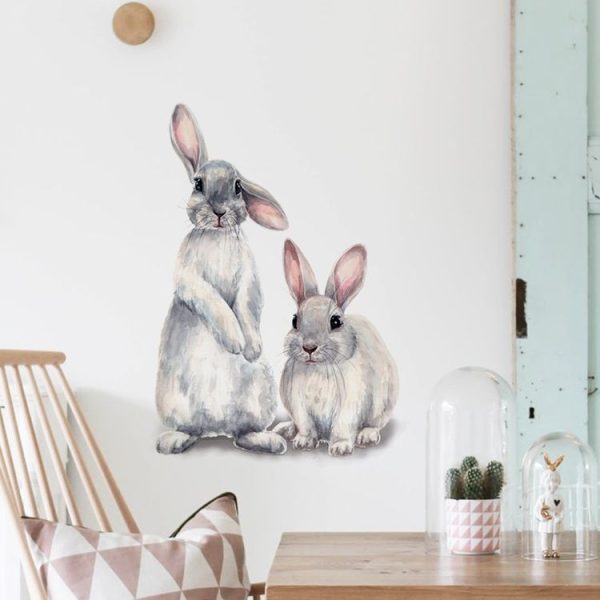 Two Rabbits Home Decoration Removable Wall Stickers - Image 3