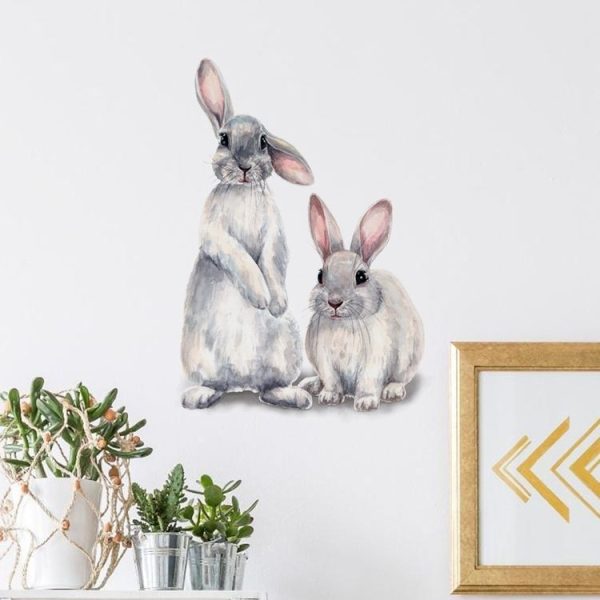 Two Rabbits Home Decoration Removable Wall Stickers - Image 4