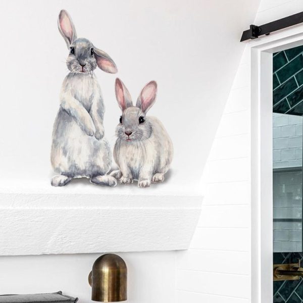 Two Rabbits Home Decoration Removable Wall Stickers - Image 5