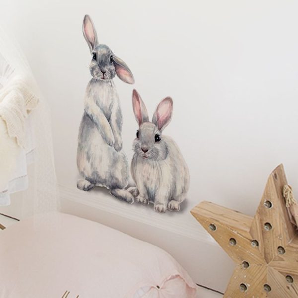Two Rabbits Home Decoration Removable Wall Stickers - Image 6