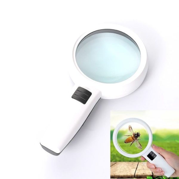Handheld High-definition Lens with LED Light Reading and Maintenance Magnifying Glass for the Elderly, Style: 95mm 10 Times