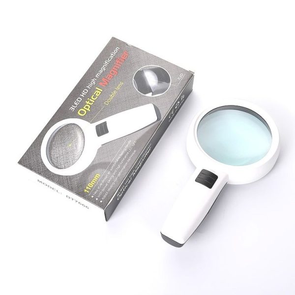 Handheld High-definition Lens with LED Light Reading and Maintenance Magnifying Glass for the Elderly, Style: 95mm 10 Times - Image 8