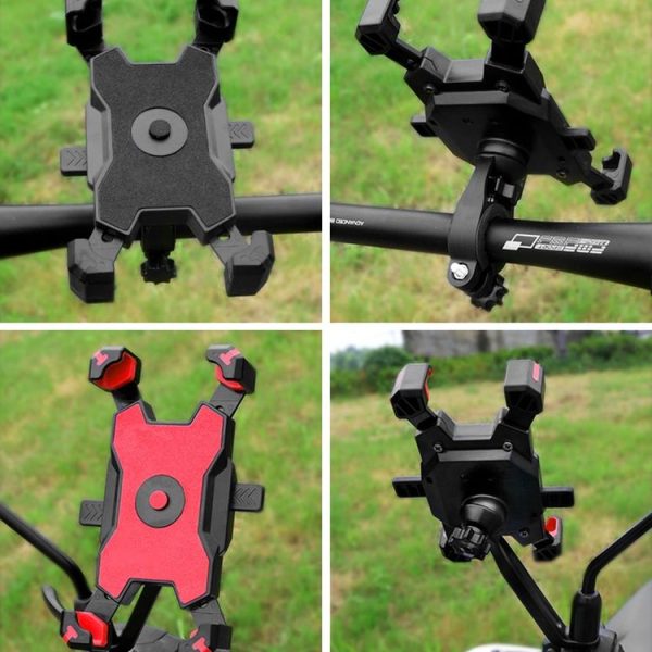 Electric Bicycle Mobile Phone Holder Can Be Rotated 360-degree Mobile Phone Holder Four-way Adjustment Bracket for Motorcycle, Style: Handlebars (Black) - Image 12